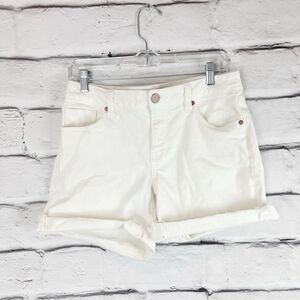Cabi Women's White Cut-Off Denim Shorts Size 4 Cuffed Hem 5-Pocket